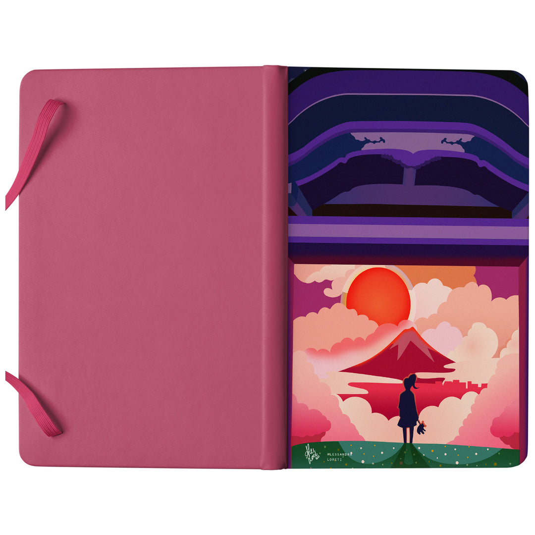 Taccuino Kyoto dell'album Japan Vibes Taccuini di Alessandra Loreti: copertina soft touch in 8 colori, con chiusura e segnalibro coordinati