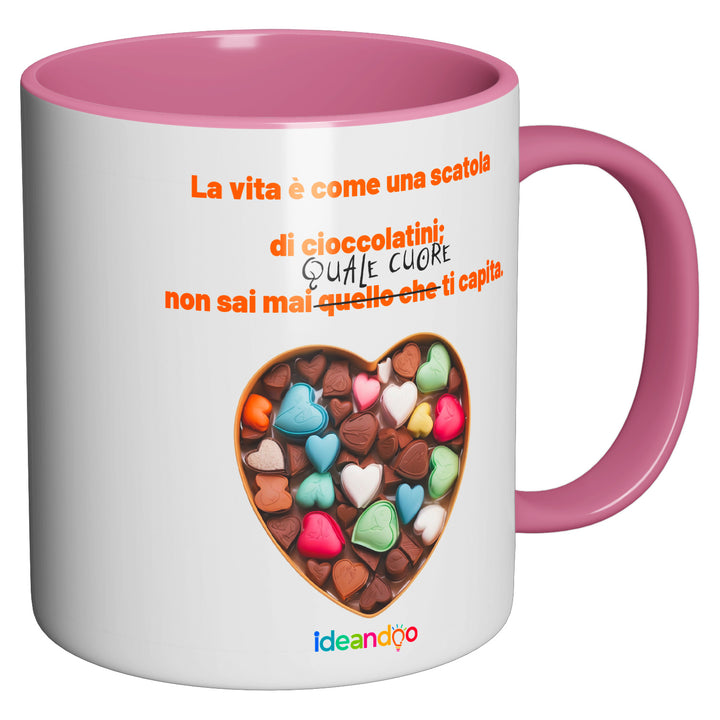 Tazza in ceramica Scatola di cioccolatini dell'album Tazze d'amore di Ideandoo perfetta idea regalo