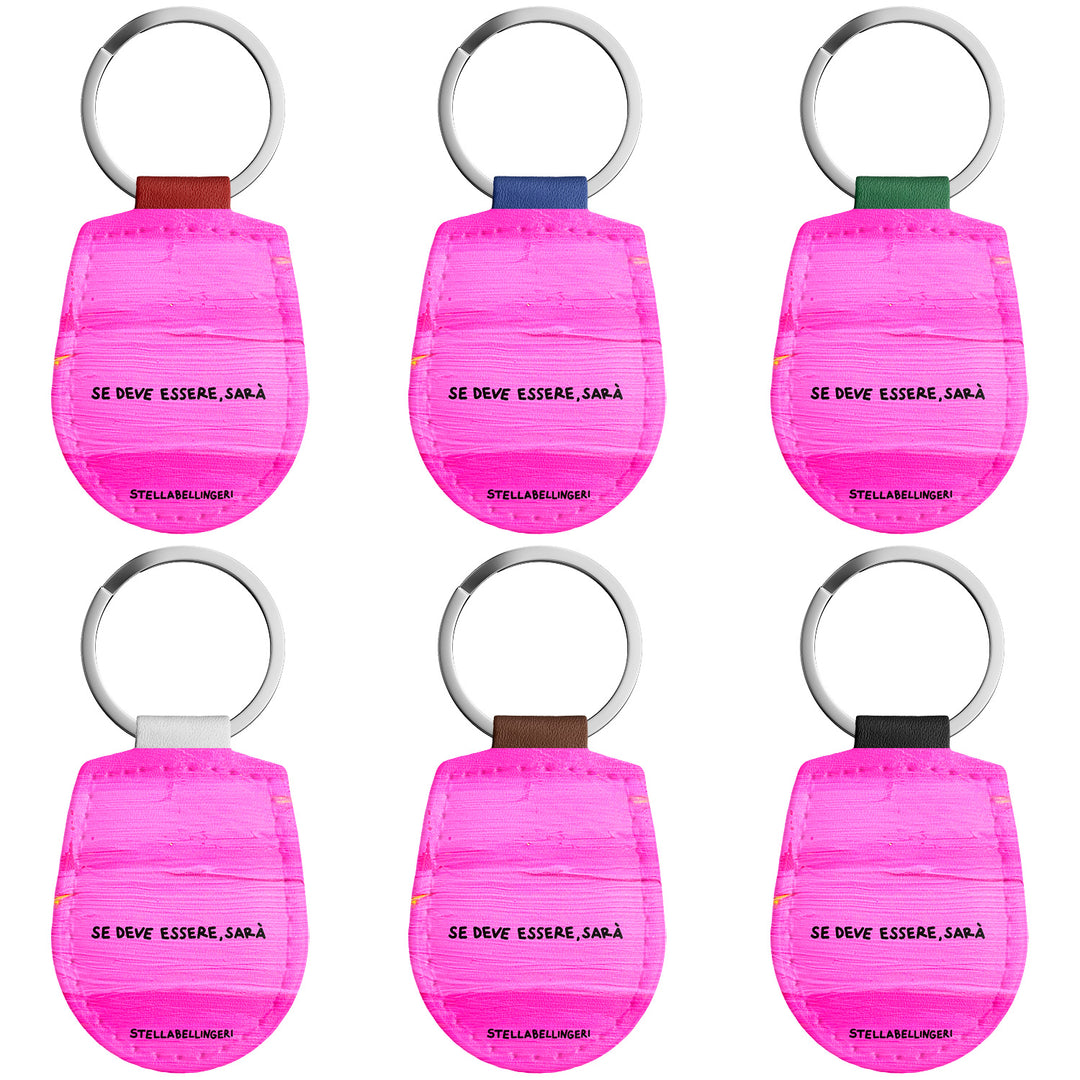 Portachiavi in pelle Se deve essere, sarà dell'album Therapy Keyring di Stella Bellingeri con anello in metallo, Disponibili in 6 Colori, Stampa di Alta Qualità