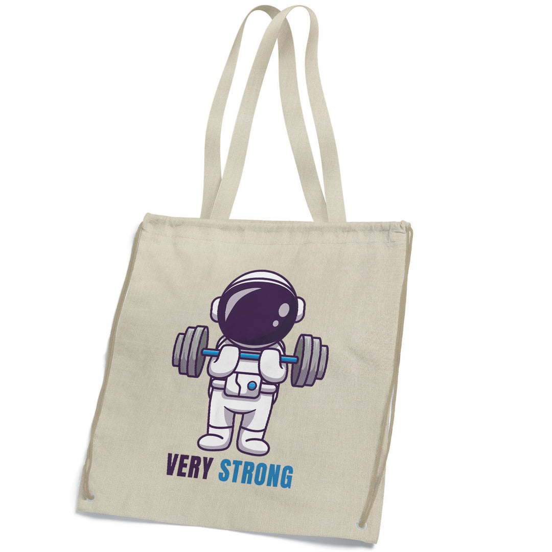 Shopper a zainetto Astronauta dell'album Very strong di Ideandoo in cotone riciclato, utile e pratico in 5 colori diversi