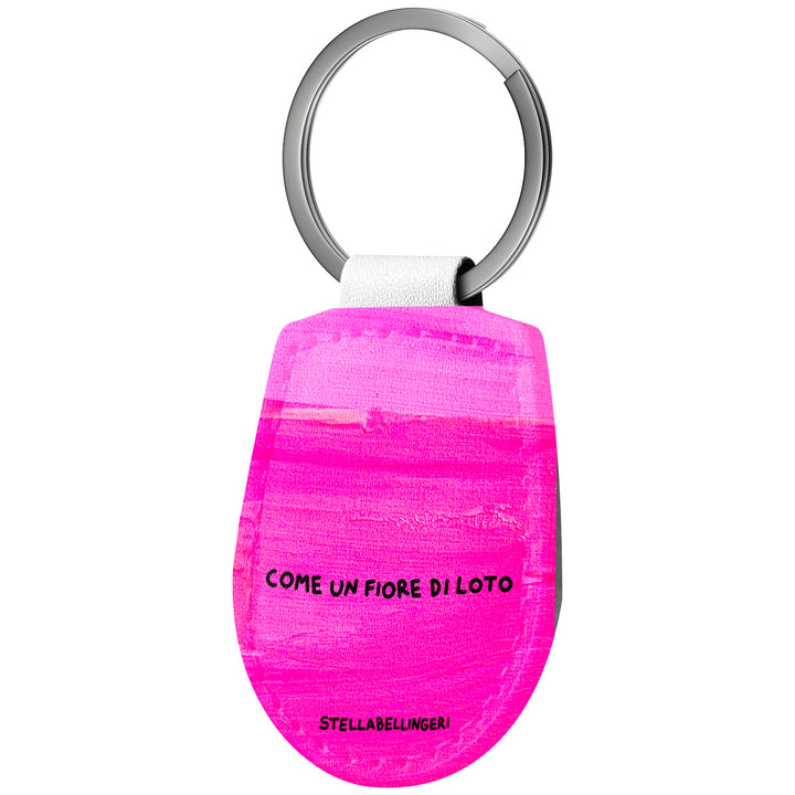 Portachiavi in pelle Come un fiore di loto dell'album Therapy Keyring di Stella Bellingeri con anello in metallo, Disponibili in 6 Colori, Stampa di Alta Qualità